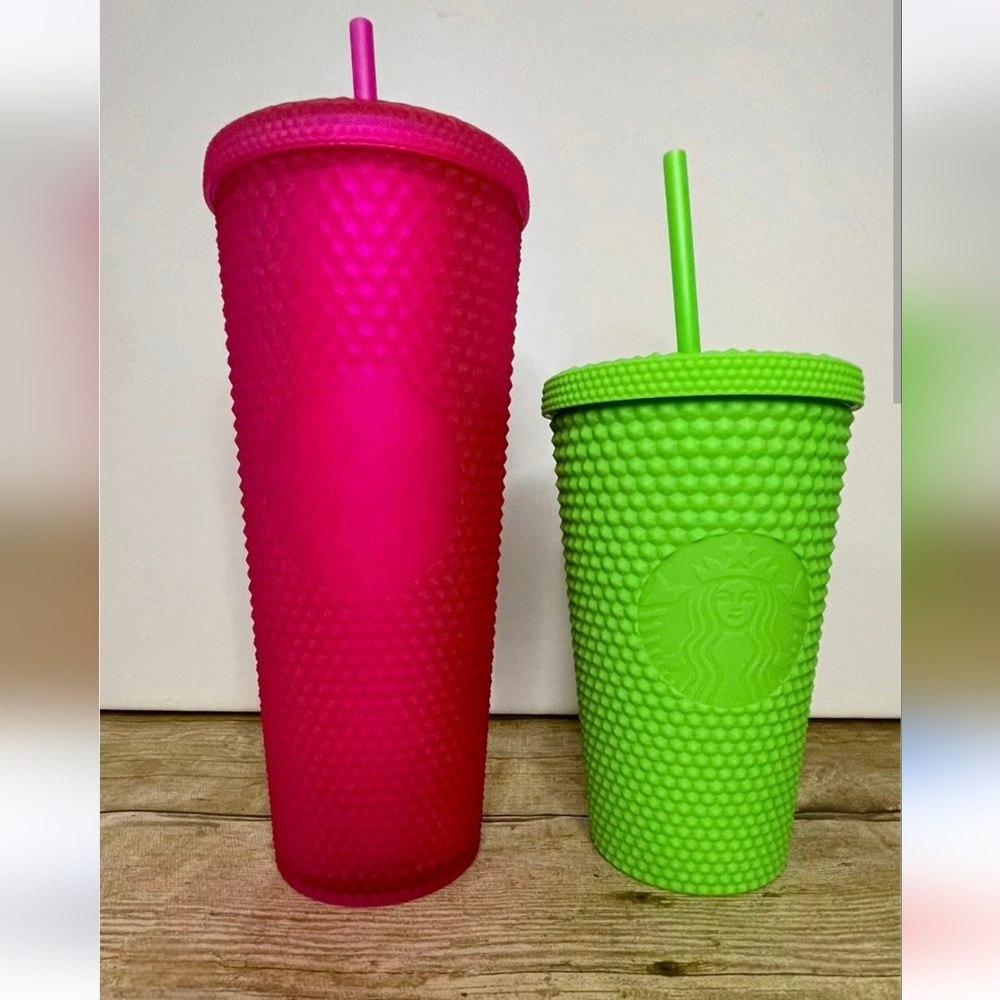 Starbucks Fall 2021 Neon Barbie Pink Studded Soft Touch Jelly | 24oz Venti 💕🎃